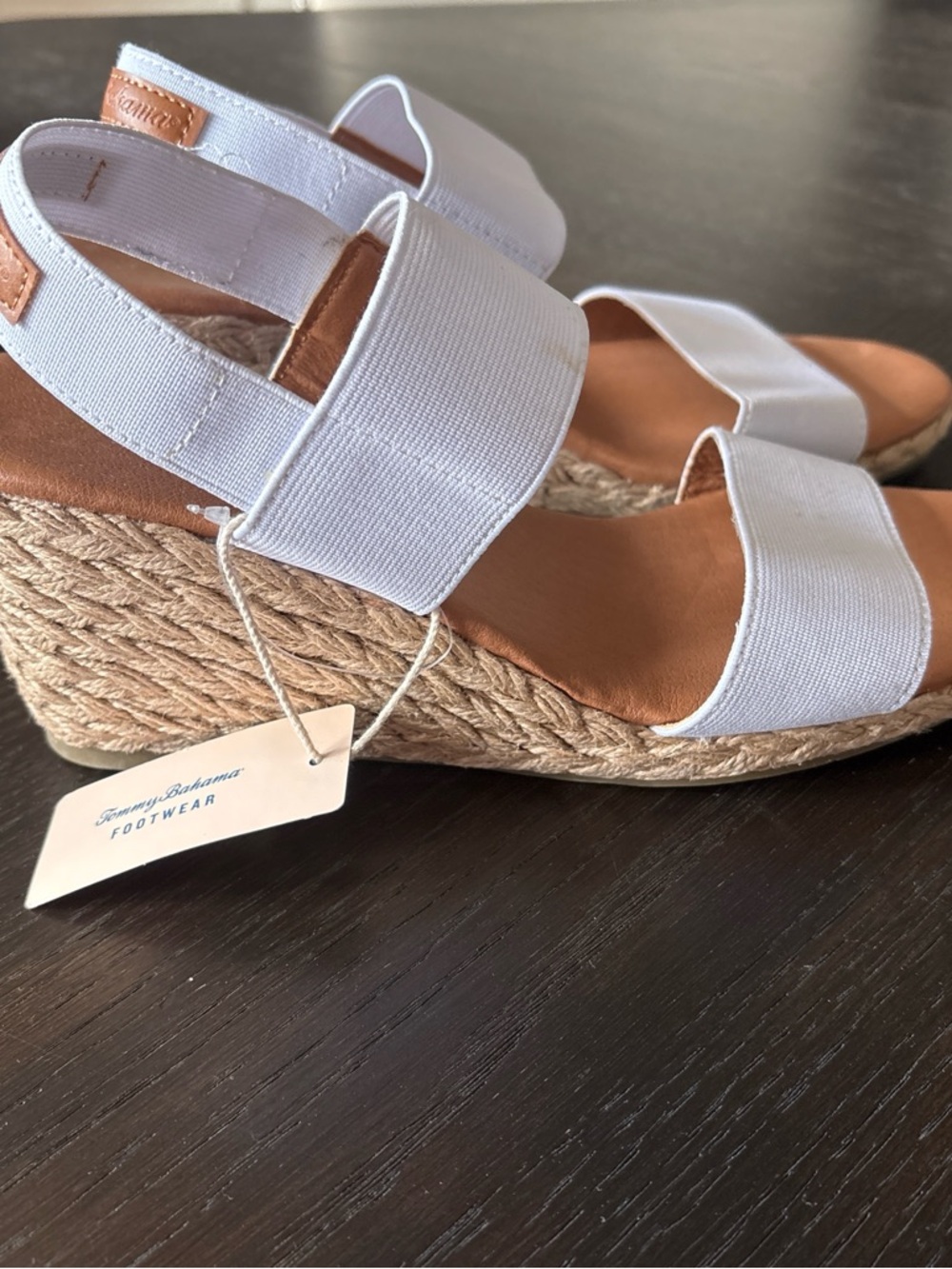 Tommy Bahama White Fabric Sakura Espadrille Wedge Slingback Sandal NWT 8.5M - Picture 3 of 6